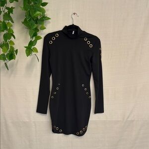 Elegant Black Dress with Gold Accents